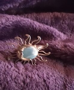 Vtg Sterling Silver Larimar Sun And Moon Ring